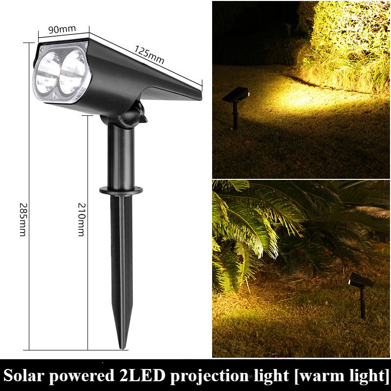 Outdoor 2LED Solar Spotlight Garden Solar Powered Lamp Adjustable In-Ground IP65 Waterproof Landscape Wall Light Lighting