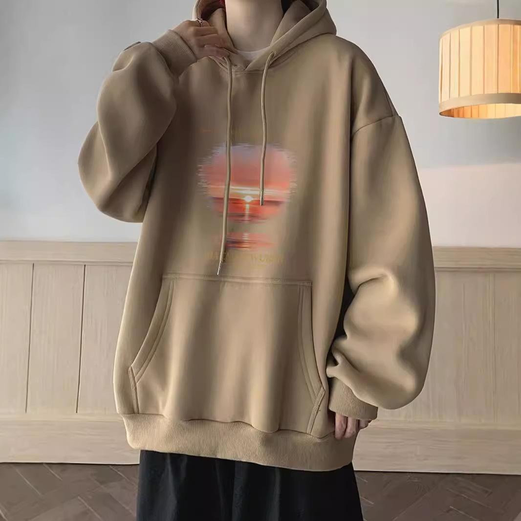 

Американская толстовка с капюшоном мужская осенне-зимняя новая большого размера свободная модная с принтом топ 5XL хаки