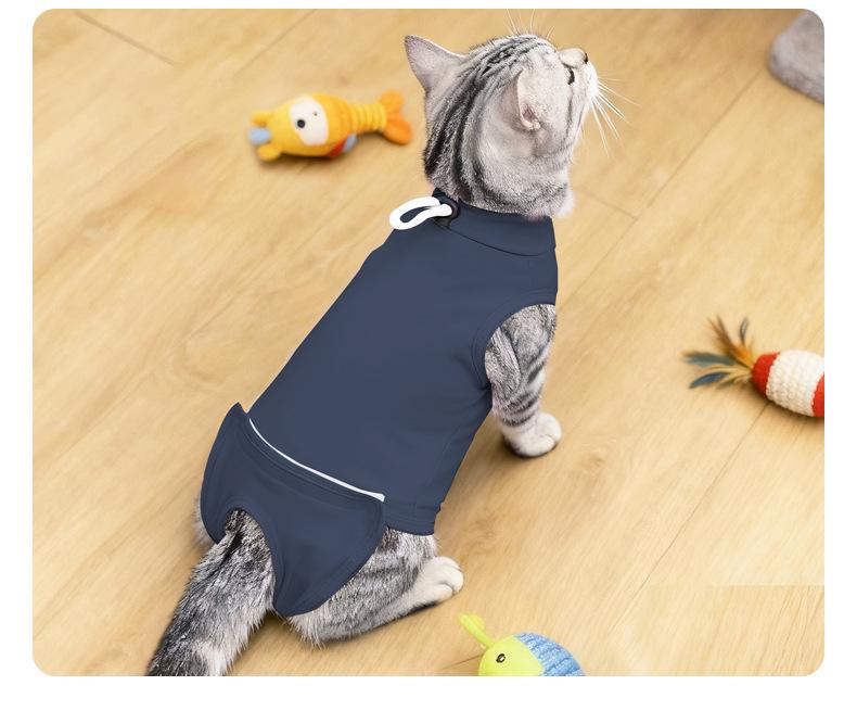 2025 Vysoce elastický prodyšný rekonvalescenční oblek pro kočky: Kryt pro sterilizaci proti zápasení, olizování a kousání