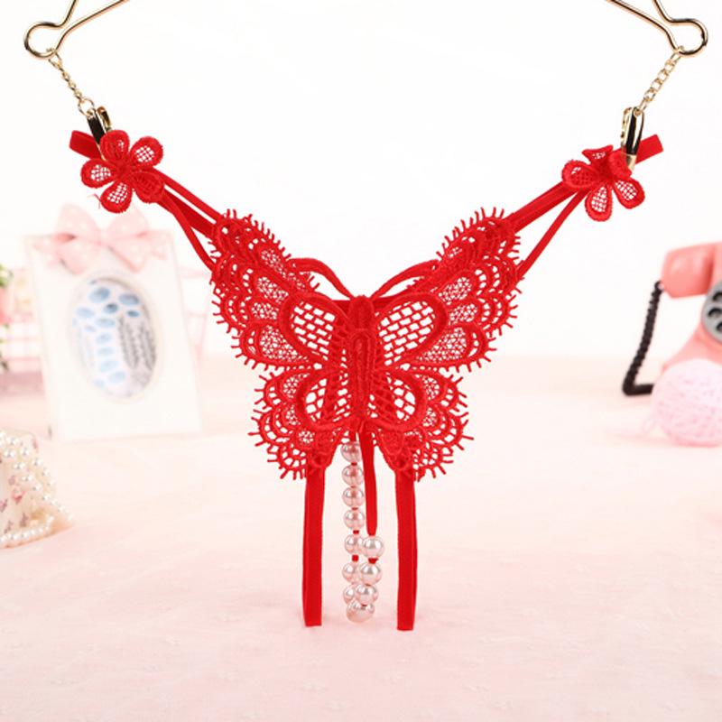 Butterfly Crotch Bead Massage Women's Thong 3348