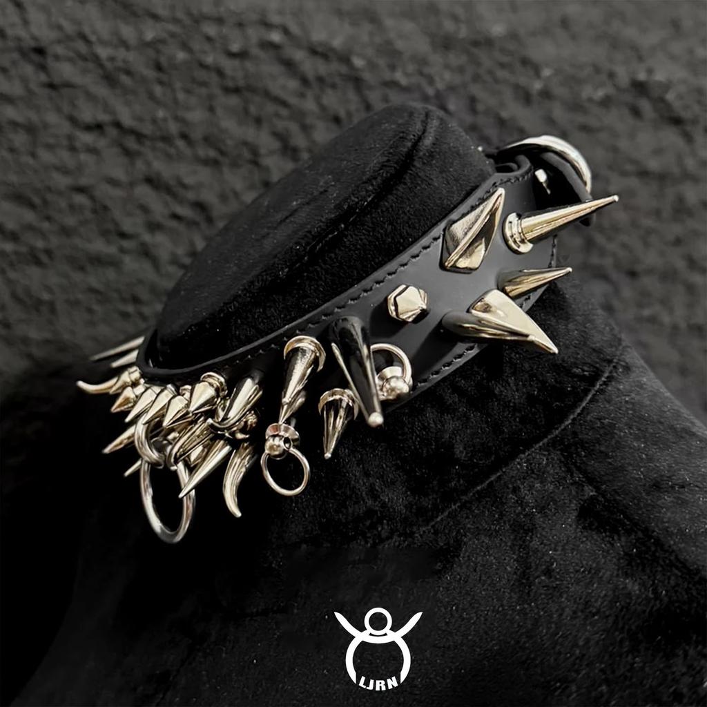 New Necklace Rivets Punk Cool Choker Spike Metal Y2K Leather Gothic Unisex Neck Accessaries For Women Men Jewelry Gift