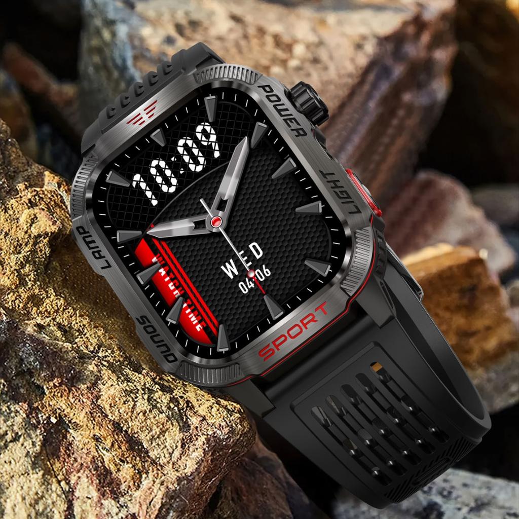 Rainbuvvy HT29 Fullskjerm Berøring Smartklokke IP68 Vanntett 2,01 tommer IPS HD Stor Skjerm Bluetooth Sportsklokke Støtter Lommelykt Kompass