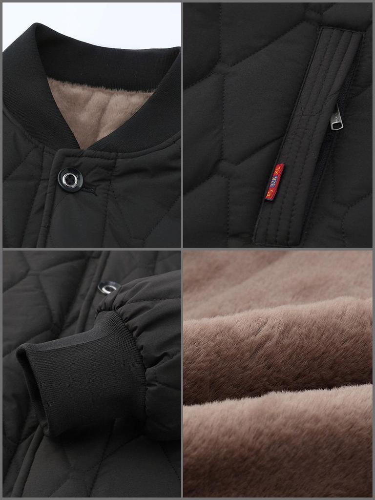 Men's Thickened Velvet Cotton Jacket for Elderly - Dad's Winter Coat