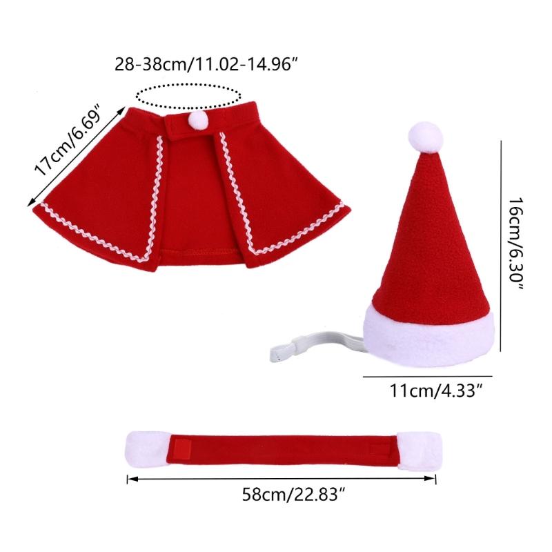 Christmas Party Santa Hat&Cloak&Scarf Set for Dog Cat Dress up Supplies Pet Hat