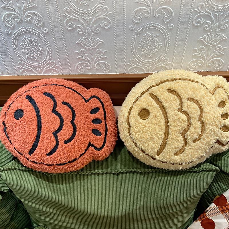 36X30Cm Kawaii Snapper Fish Plush Pillow Stuffed Back Support Cartoon Animal Plushie Underwater Animal Cushion Decor Gift