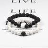 Hot 2pcs/Set Couples Distance Braid Bracelets Natural Stone White And Black Ying Yang Beads Bracelet Best Friend Strand Jewelry