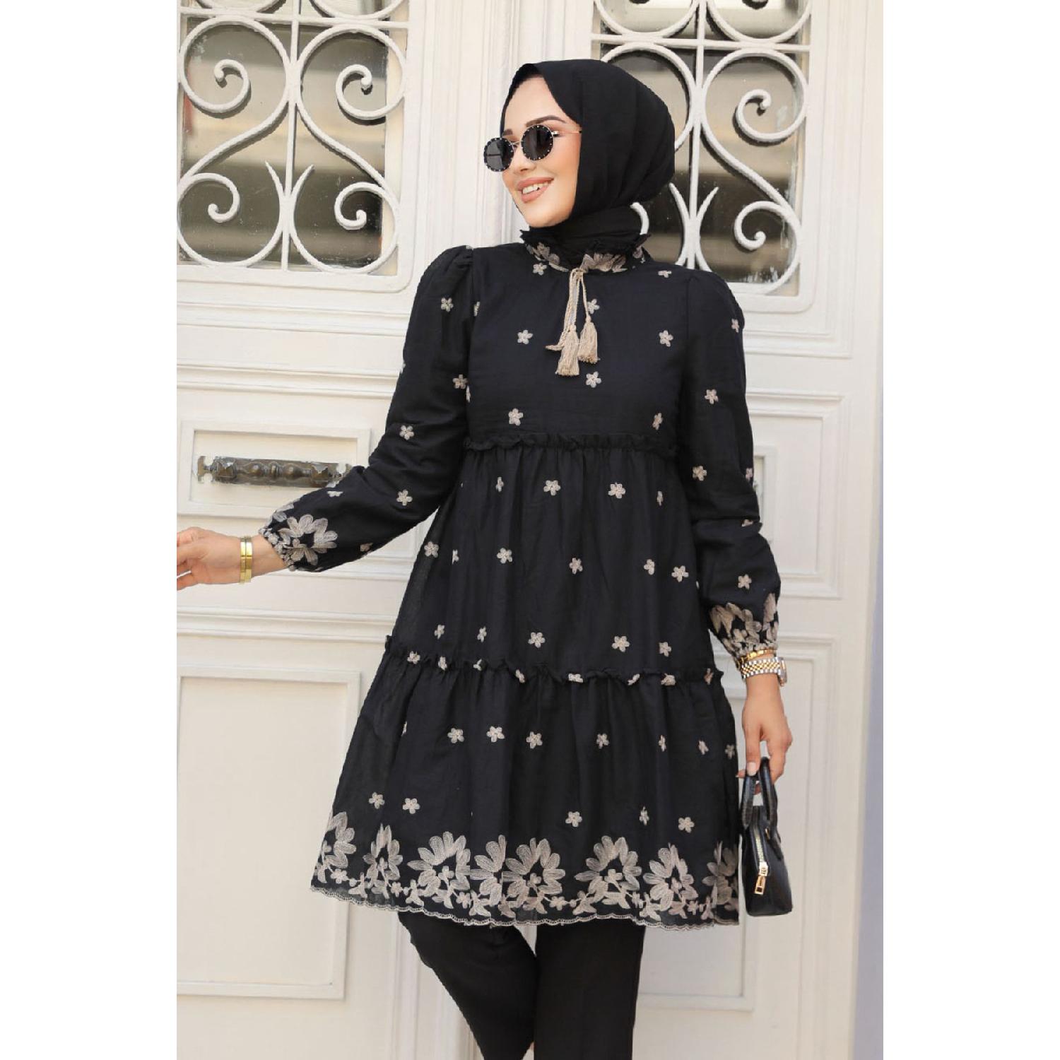 

Черная туника под хиджаб с рисунком 13821s 36 чёрный