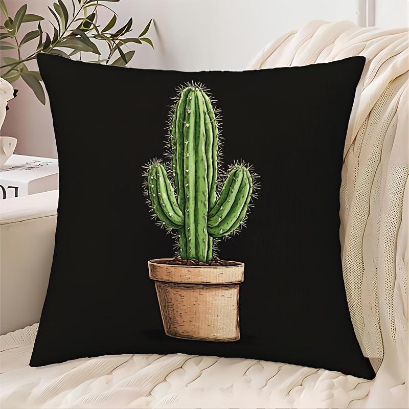 Boho Cactus Print Square Throw Pillowcase Cushion Cover Succulent Plant Home Decor Modern Living Room Accent 40x40cm