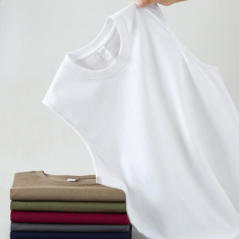 

Летние мужские хлопковые спортивные футболки без рукавов, большие размеры, свободный мужской жилет, футболка с вырезом на плечах, дышащая, впитывающая пот, повседневная M белый