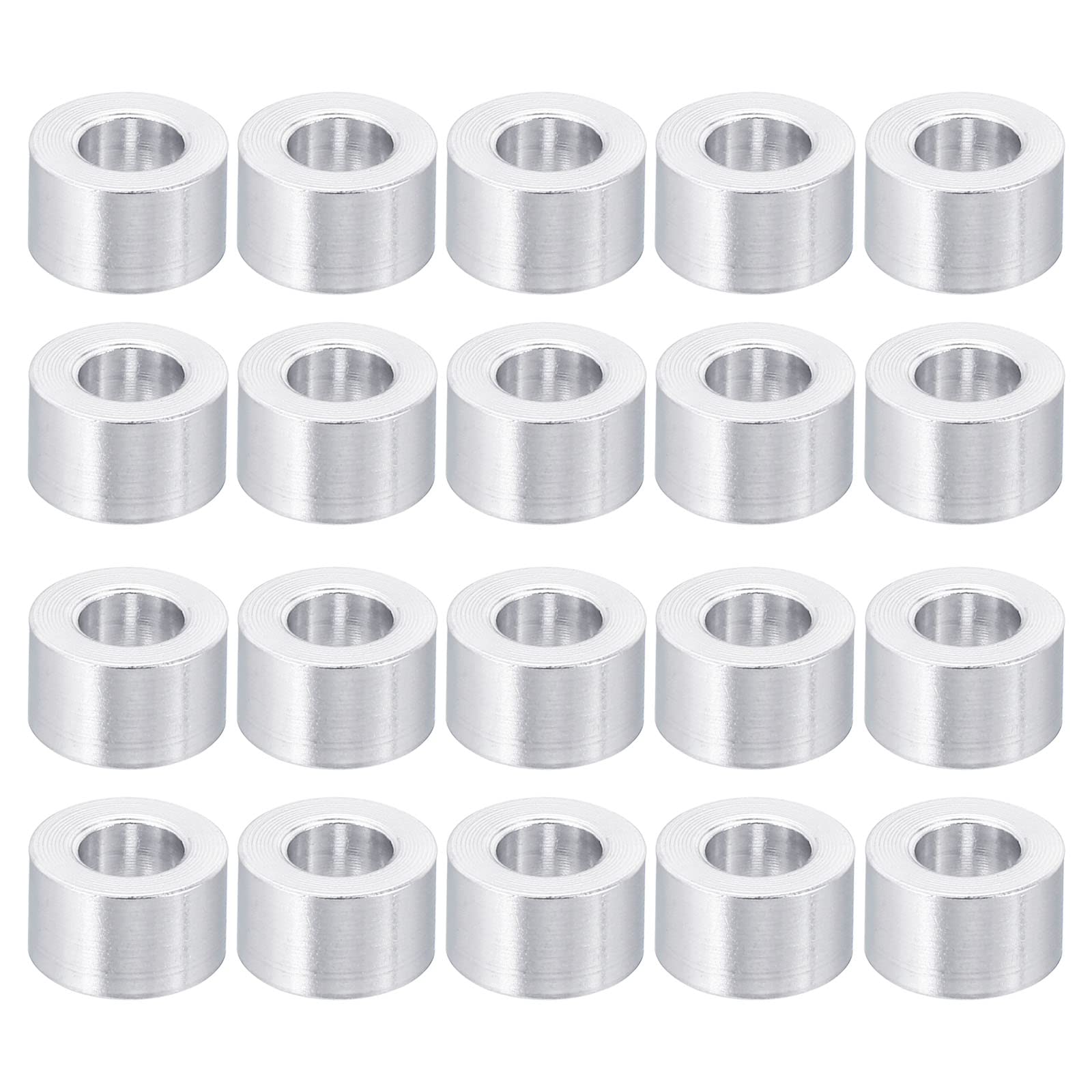 

PATIKIL 20pcs Round Aluminum Spacers 5.2mm Inside Diameter x 10mm Outside Diameter x 6mm 5.2x10x6mm