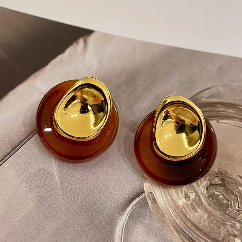 Natural tiger's eye stone series stud earrings for women Maillard exquisite retro earrings niche light luxury high-end temperament earrings