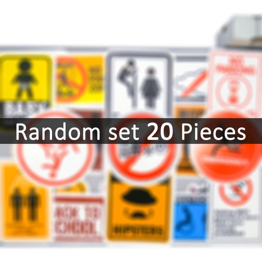 20/30/50Pieces, Warning Sign Stickers Set, Spoof Danger Caution Slogan, for Helmet Phone Laptop Motorcycle Car, Fun Sticker Pack