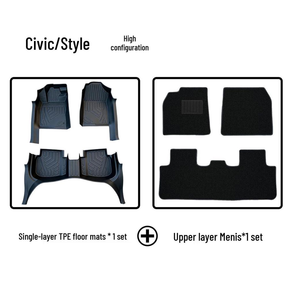 Eco-friendly Odorless TPE Floor Mats & Door Sill Protector for Honda Civic Type R