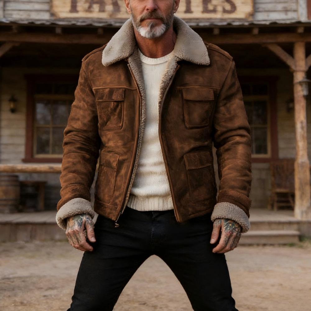 Men's Retro Lapel Multi-pocket Jacket - 2025 Autumn/Winter European and American Style