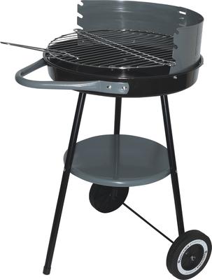 Round Charcoal Garden Grill with a Wheeled Shelf