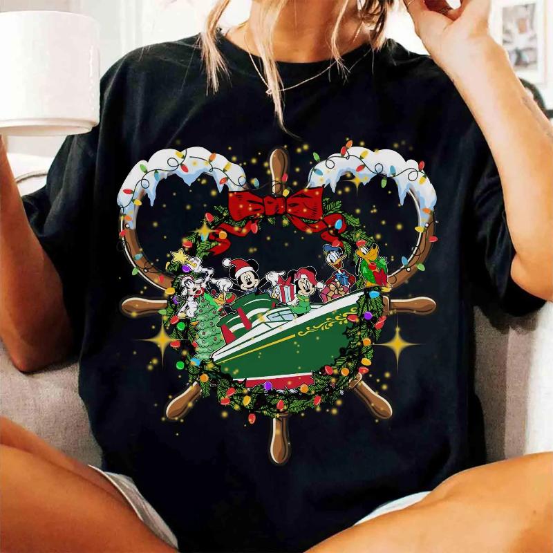 2026 New Happy Hour Christmas Parade Sport Print Fashion Womens TShirt Short Sleeve O Neck Loose Plus Size Top