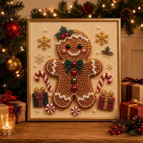 Kit per Creare Decorazioni da Parete Kit Artistico con Perle Finte di Natale, 20x20cm Pittura Natalizia Fai da Te Progetto di Artigianato Multidimensionale Diamanti 3D Scintillanti per Adulti, Festivo