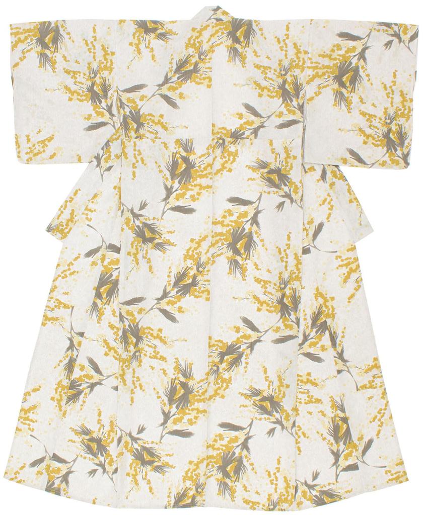 [SOUBIEN] Soubien Yukata 3-Piece Set floro Women's (YukataHalf-width ObiGeta) Free Size Golden Needlewood x Beige ykt10137-obh10018