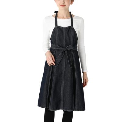 Francfranc Denier Vollschwarze Schürze, Schwarz, Damenschürze,