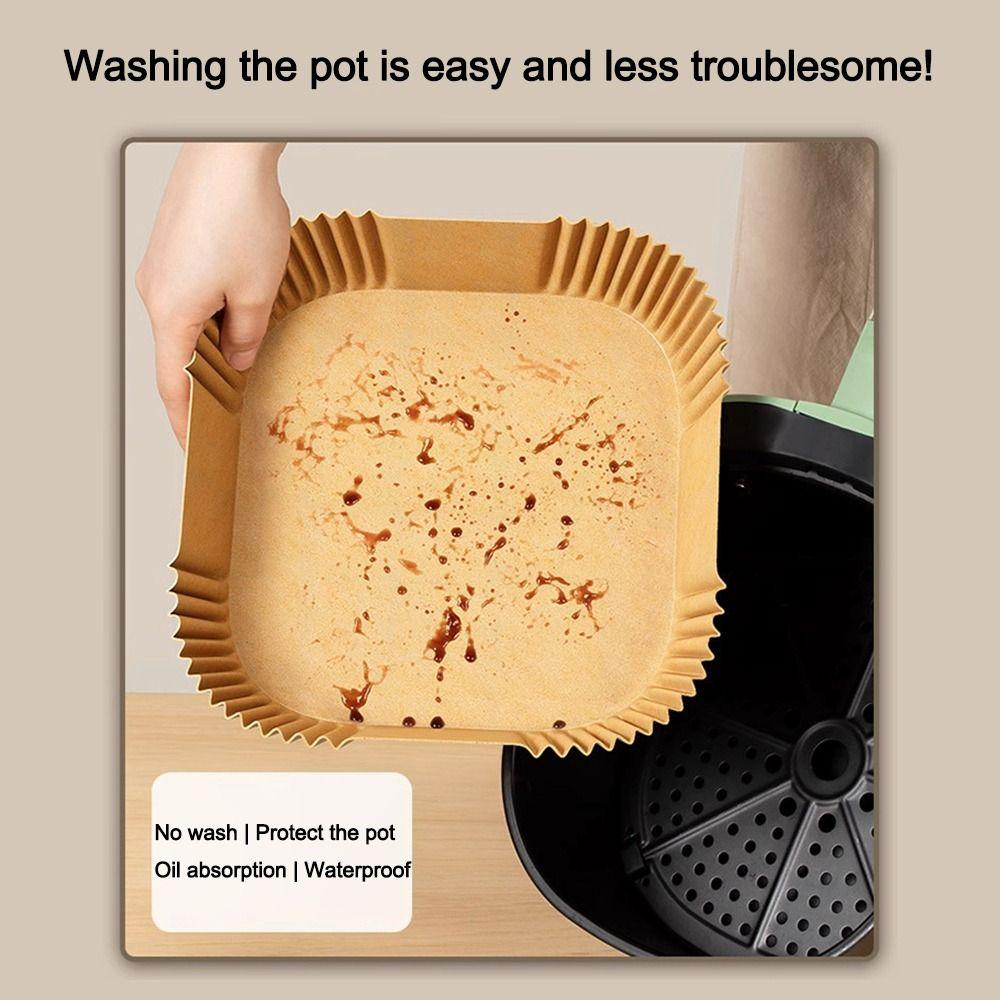 50Pcs Oil Proof Disposable Paper Liners Square Baking Paper Tray New Air Fryer Paper Liners