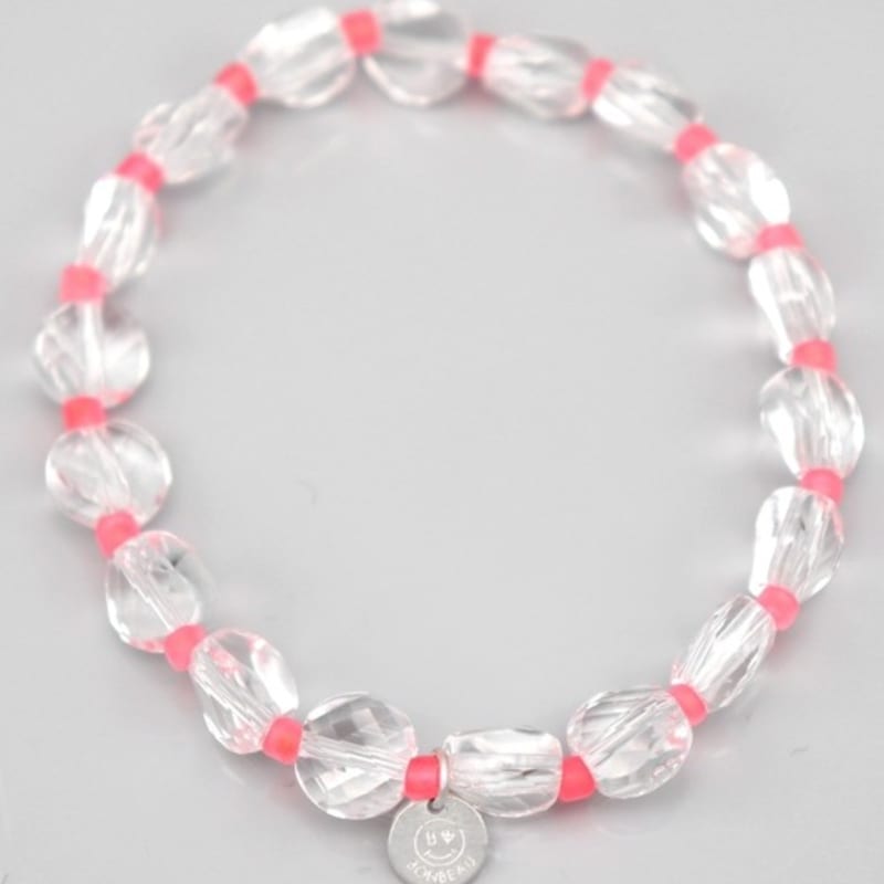 BONBEAU Bright cutting glassball beads mix Bracelet Transparent ball neon color beads smile charm bracelet