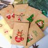 6pcs Mini Christmas Greeting Cards Merry Christmas DIY Folding Kraft Paper Card New Year Xmas Party Invitations Gifts Postcard