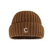 Warm Knitted Wool Hat for Men and Women Korean Version C Letter Embroidered Melon Leather Hat Showing Face with Little Couple Cold Hat Trend