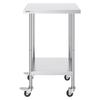 Stainless Steel Work Table Commercial Prep Table 24x24 Inch With 4 Casters