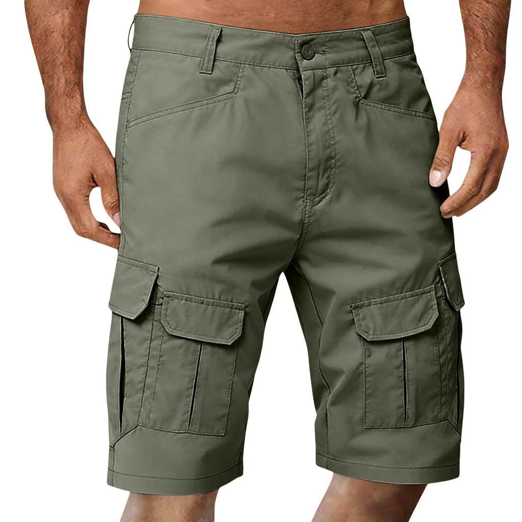 Herren Cargoshorts Mehrere Taschen Arbeitsshorts Entspannte Passform Utility Shorts mit Knopfverschluss und Gürtelschlaufen für den Außenbereich
