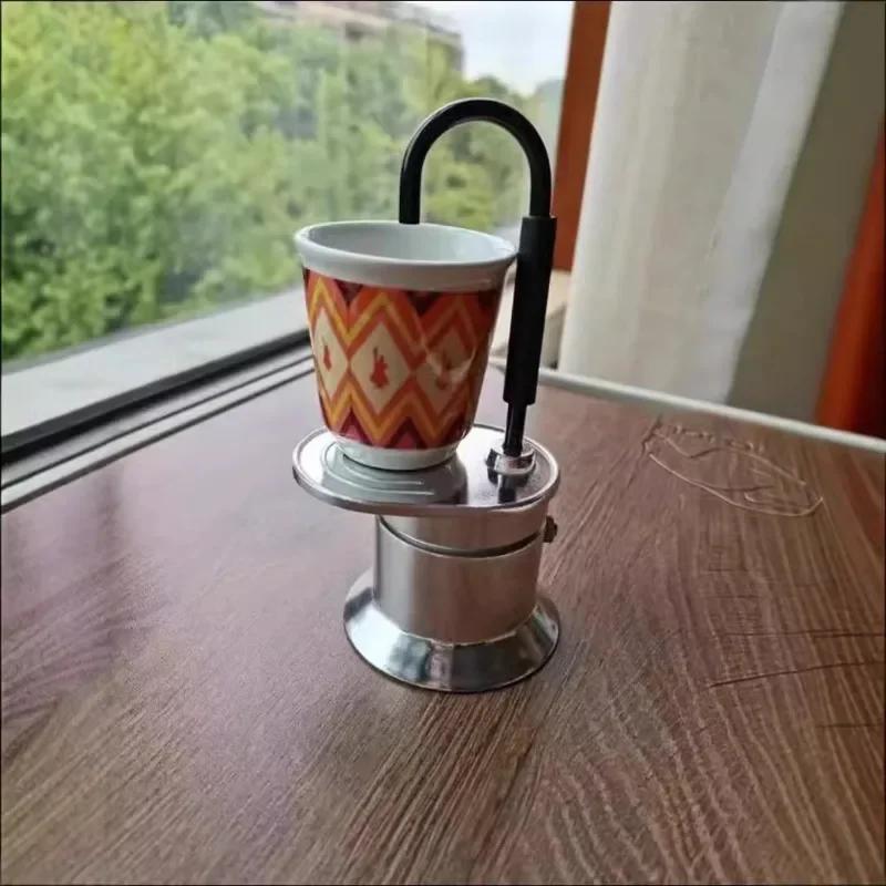 50ML Mini Single Tube Moka Pot Aluminum 1 Cup Coffee Pot Espresso Utensils Italian Coffee Maker Barista Tool Kitchen Coffeeware