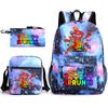 Sprunki Student Starry Sky School Bag Three-piece Rhythm Box Teen Backpack Men's and Women's Casual L