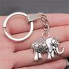 Elephant Horse Animal Duo Pendant Antique Bronze Metal Keychain with 30mm Ring for Students Hot Sale