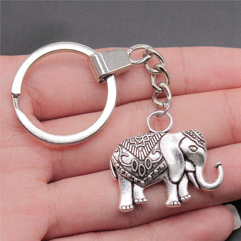 Elephant Horse Animal Duo Pendant Antique Bronze Metal Keychain with 30mm Ring for Students Hot Sale