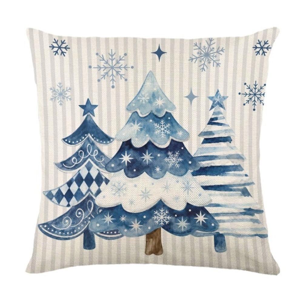 Cute 2D Flat Printing Christmas Pillow Covers Soft Flower Throw Cushion Case Ball Square Xmas Tree Pillowslip Car