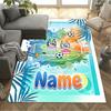 Bluey's Soccer Fun Customizable Name Floor Mat Suitable for Entryway Dormitory Dining Room Decorate room Anti-slip Rug Anime Office Decor