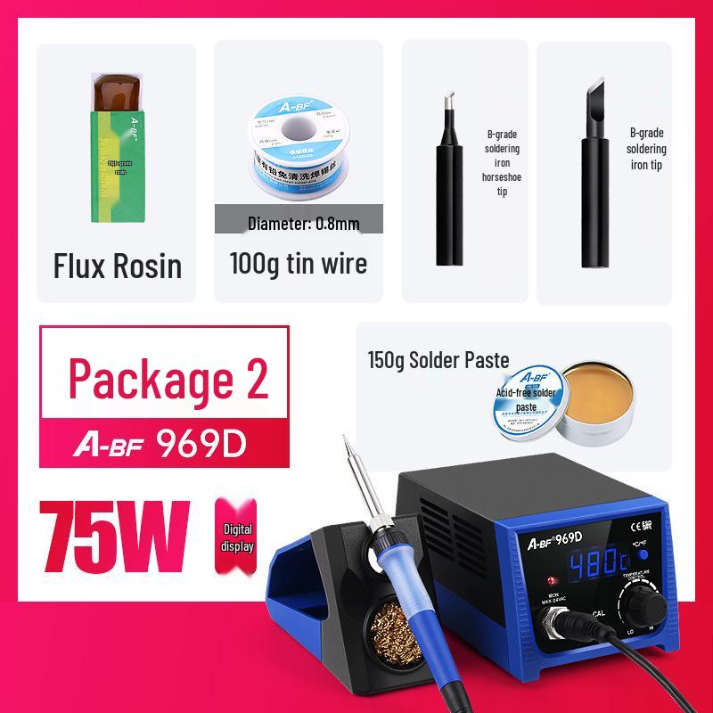 A-BF 969 Adjustable Temperature Soldering Iron Station, 75W Industrial Grade Tool
