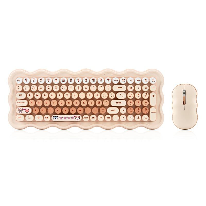 

Wireless Keyboard and Mouse Set Office Cute Keyboard Colorful Round Keycaps Entertainment Office світло-рожевий колір