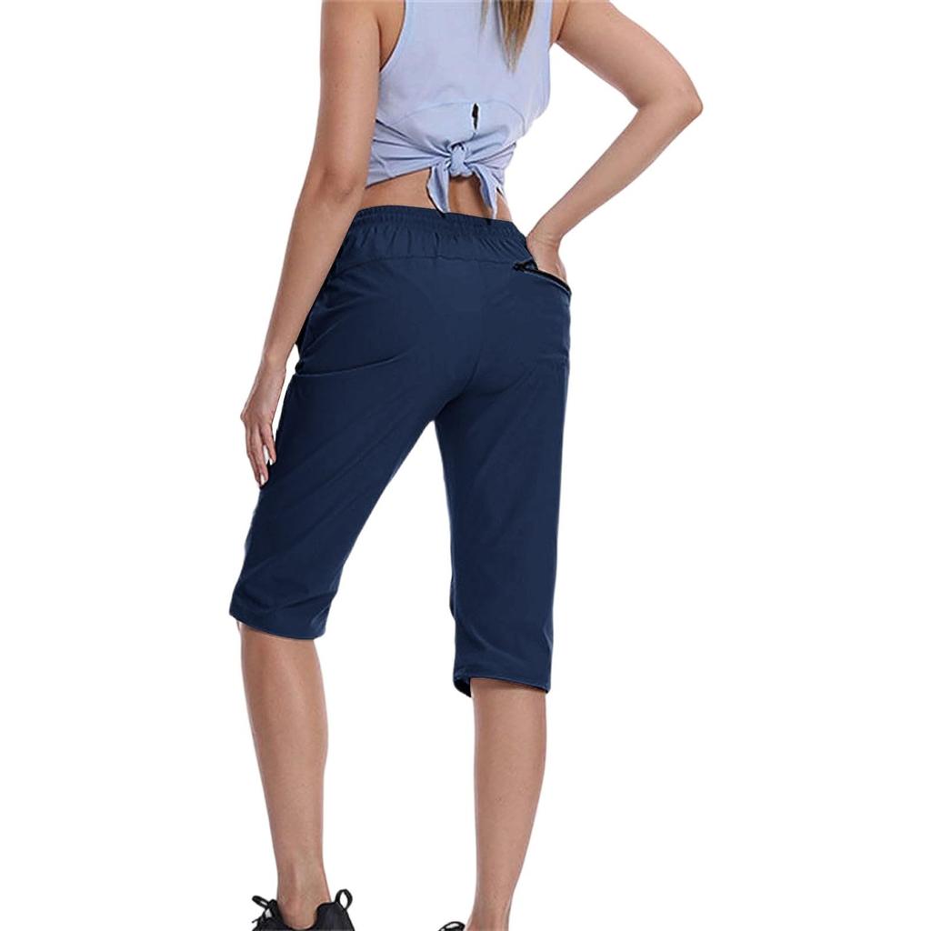 Damen Capri-Hosen mit Taschen Lockerer Schnitt Lässige Sportliche Capri-Hosen Leichte Taille mit Kordelzug Cargo-Capris zum Wandern