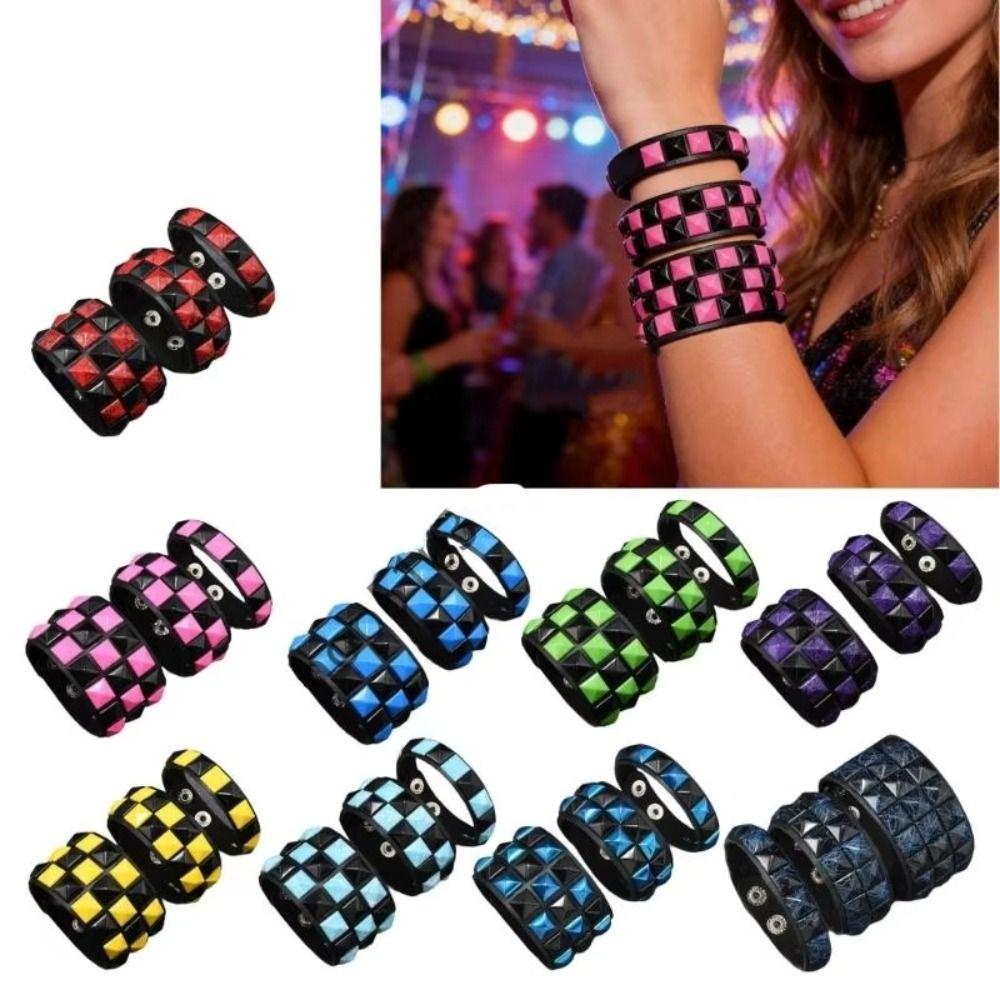 Vintage Big Wide Bracelet Contrasting Gothic Punk Bracelet Rivets Leather Wristband Male Female