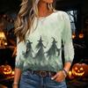 Women's Halloween Print Long Sleeve Neck Pullover Top