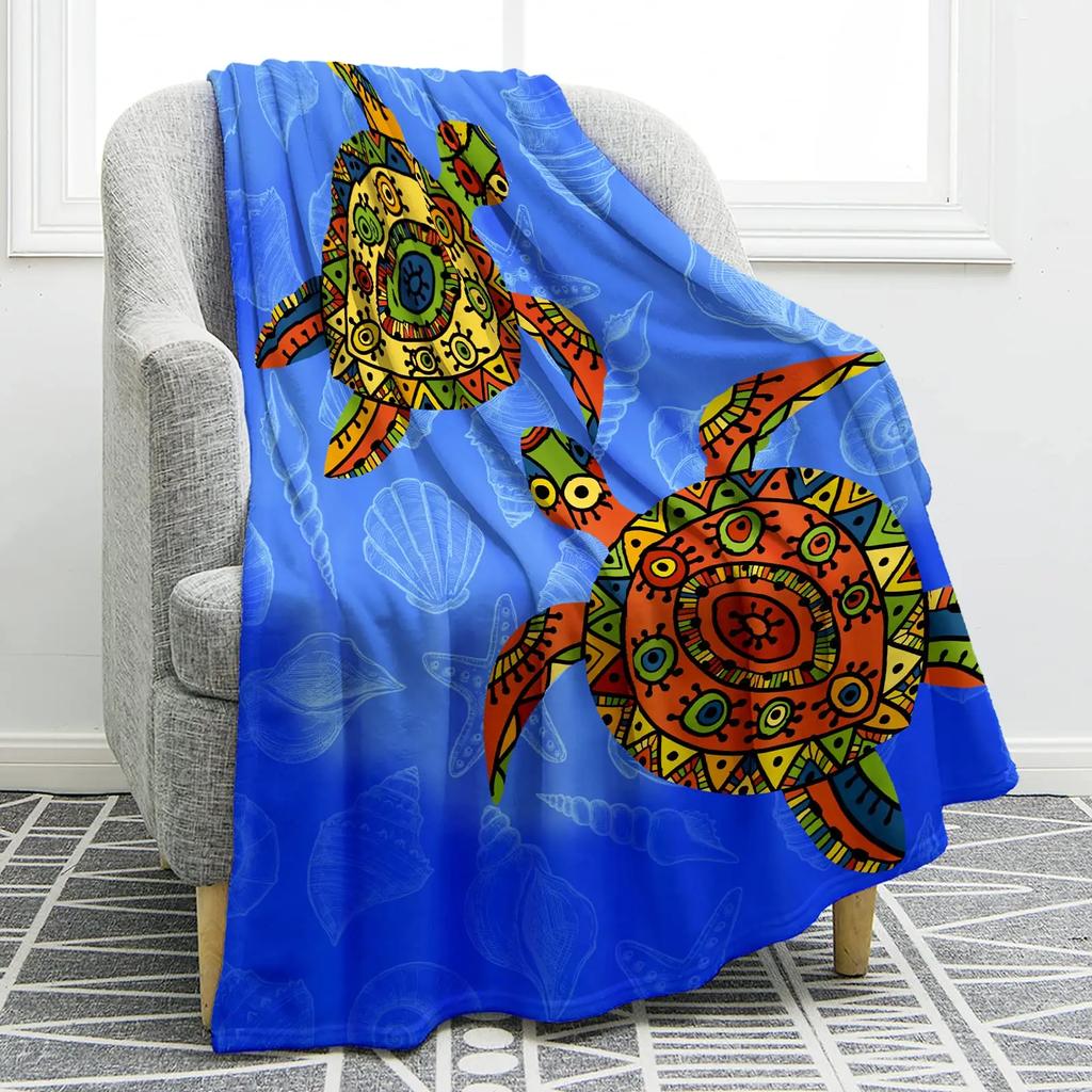Flannel Fleece Bed Blankets Lightweight Cozy Throw Blanket for Couch Sofa Bedroom Adults Teen Sea Turtle Ocean Animal Landscape