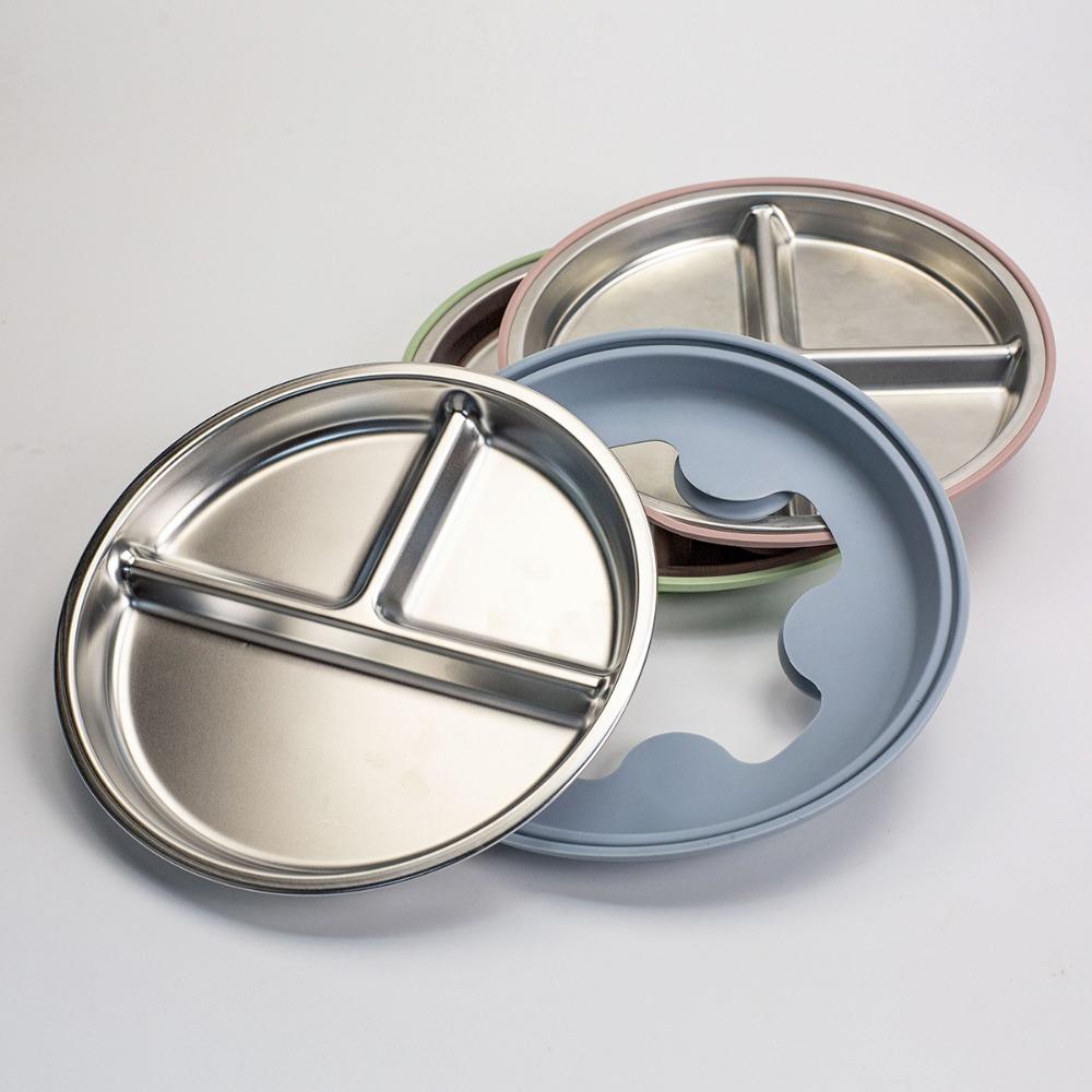 Divided Design Baby Sucker Dining Plate Silicone Suction Cup Kids Feeding Bowls Dinnerware