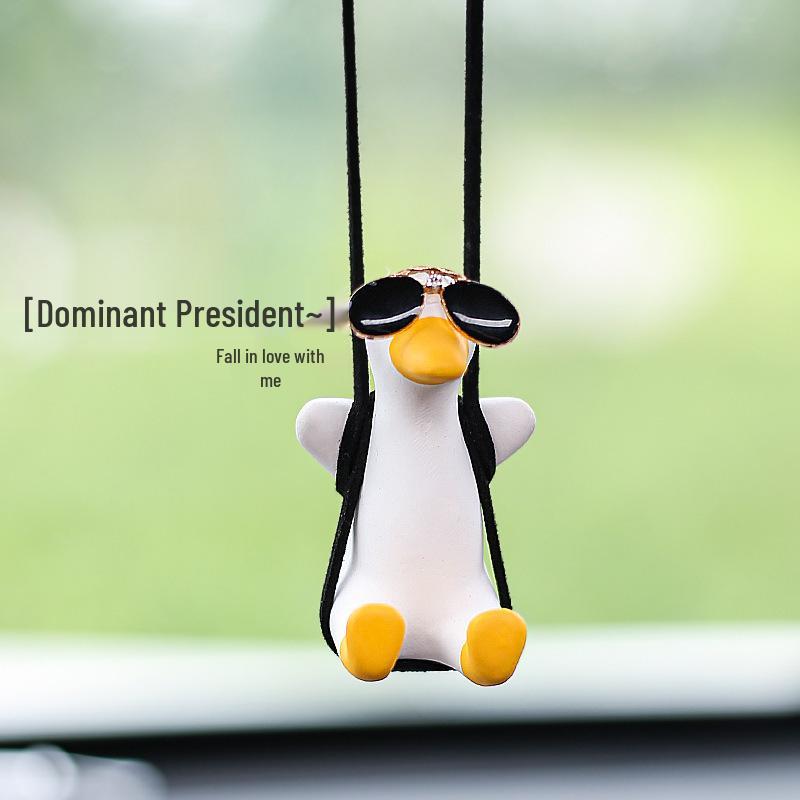 

Swinging Duck Rearview Mirror Pendant - Cute Glasses Duck for Car Interior