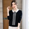 Frühlings- und Herbst-Temperamentmantel für Frauen mittleren Alters und ältere Frauen, Frühlings- und Herbstkleid für Mütter, quadratischer Ausschnitt, Farbkombination