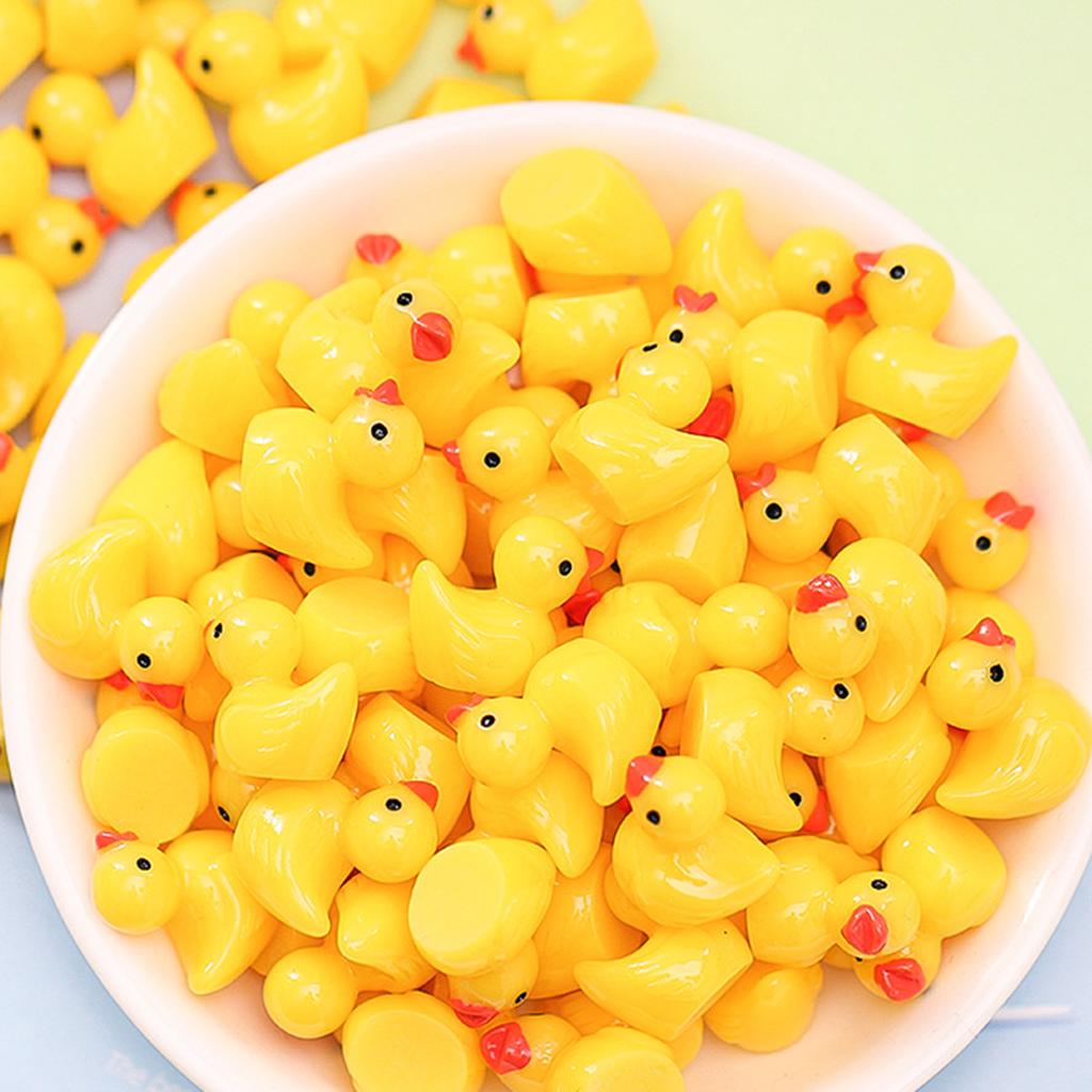 50Pcs/lot Mini Yellow Duck Ornament Miniature Figures Tiny Duck Resin Handicraft Micro Landscape Home Decoration