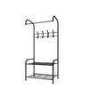 Simplistic Bedroom Coat and Clothes Rack with Hooks and Multi-Layer Storage Shelf