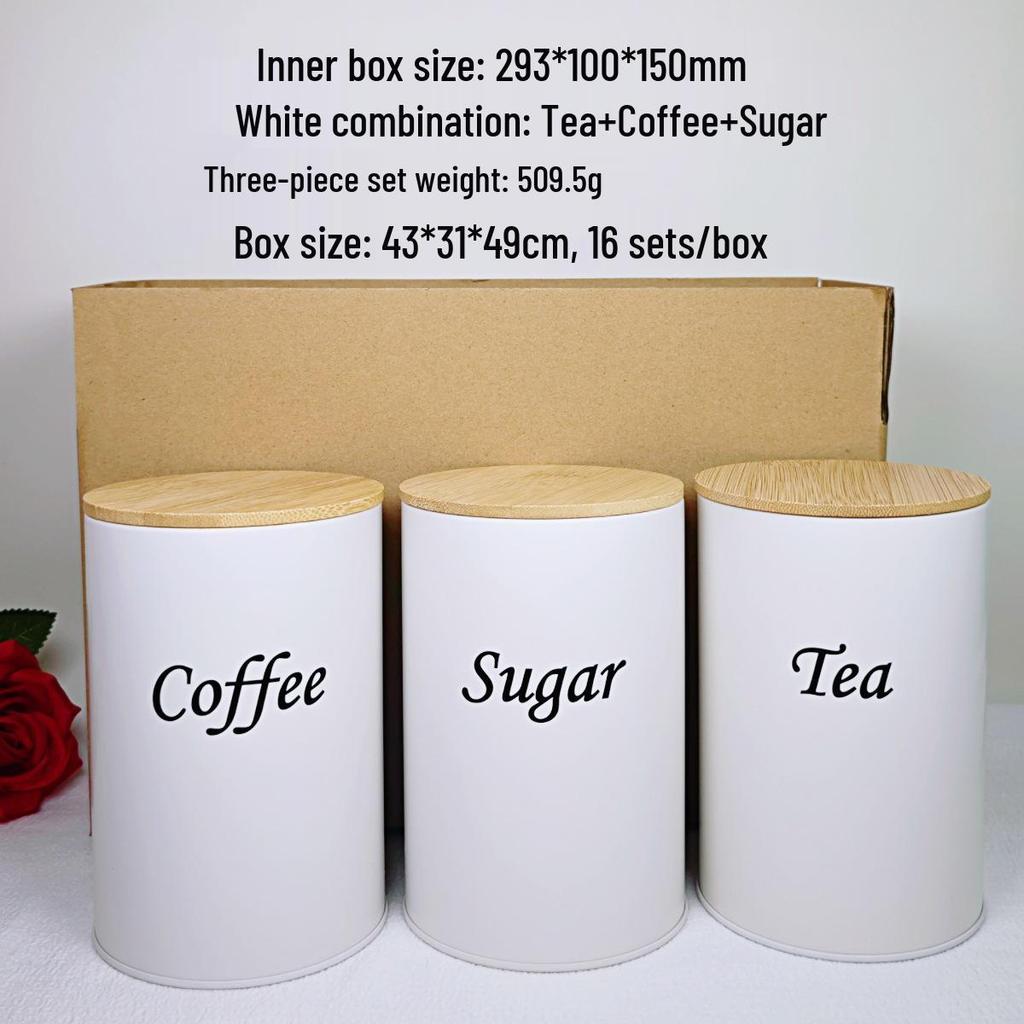 Eco-friendly Round Iron Can with Bamboo Lid for Coffee, Tea, or Sugar Storage