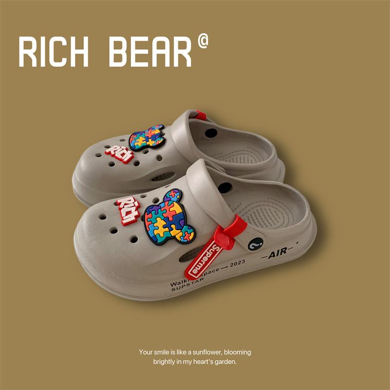Children's Hole Shoes, Men's and Women's Middle-aged and Older Children's 2025 Summer DIY Durable Non-slip Thick-soled Beach Cute Cool Slippers