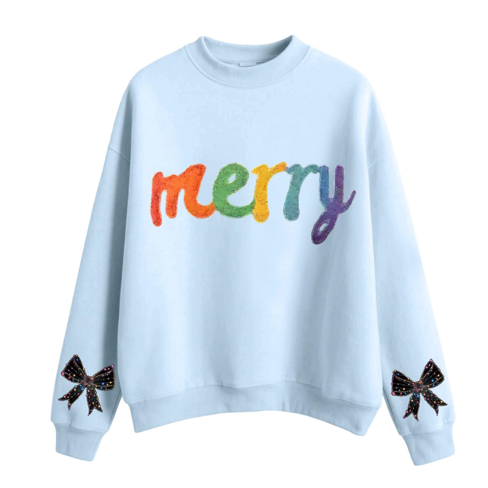 

Женский модный повседневный свитшот с круглым вырезом и длинными рукавами с рождественским принтом L