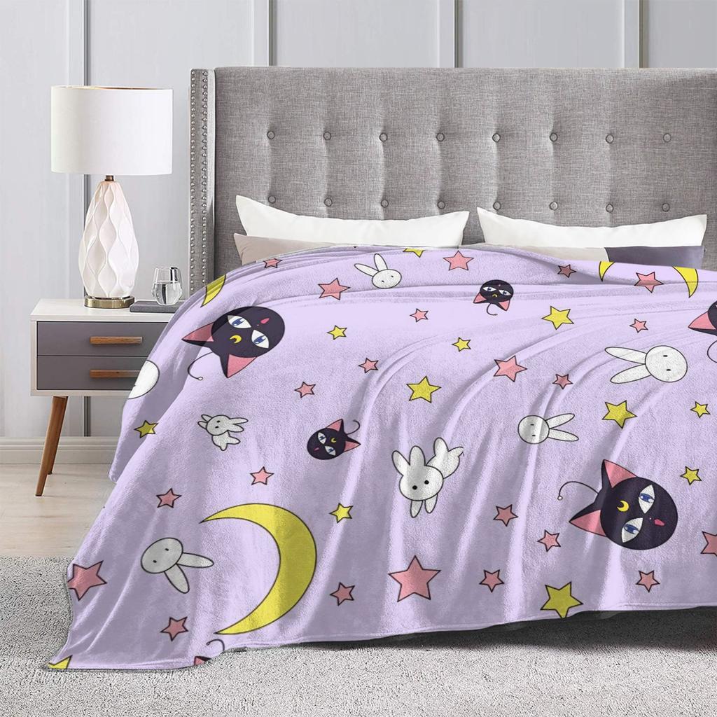 Sailor Moons Flannel Blanket Winter Soft Durable Bedding Throws for Girls Boys Couch Bed Novelty Bedspread Sofa Bed Cover